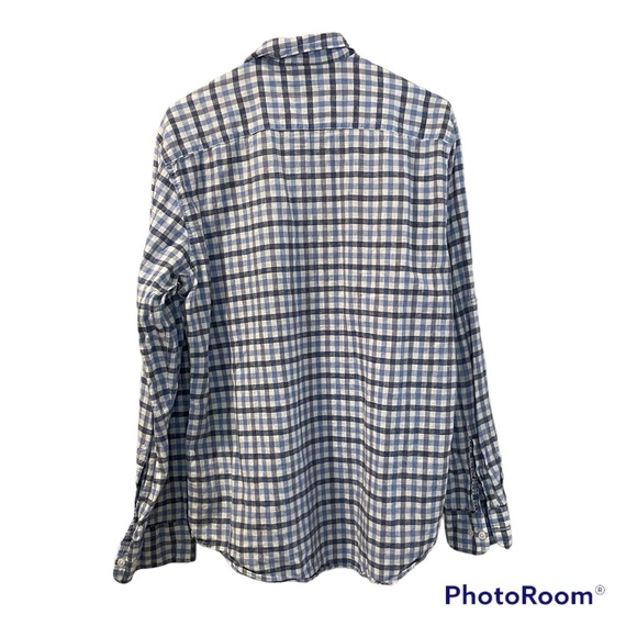 Linea Rosso Long Sleeve Button Up Shirt Blue Grey Gently Worn Medium CottonLinen - Picture 2 of 8